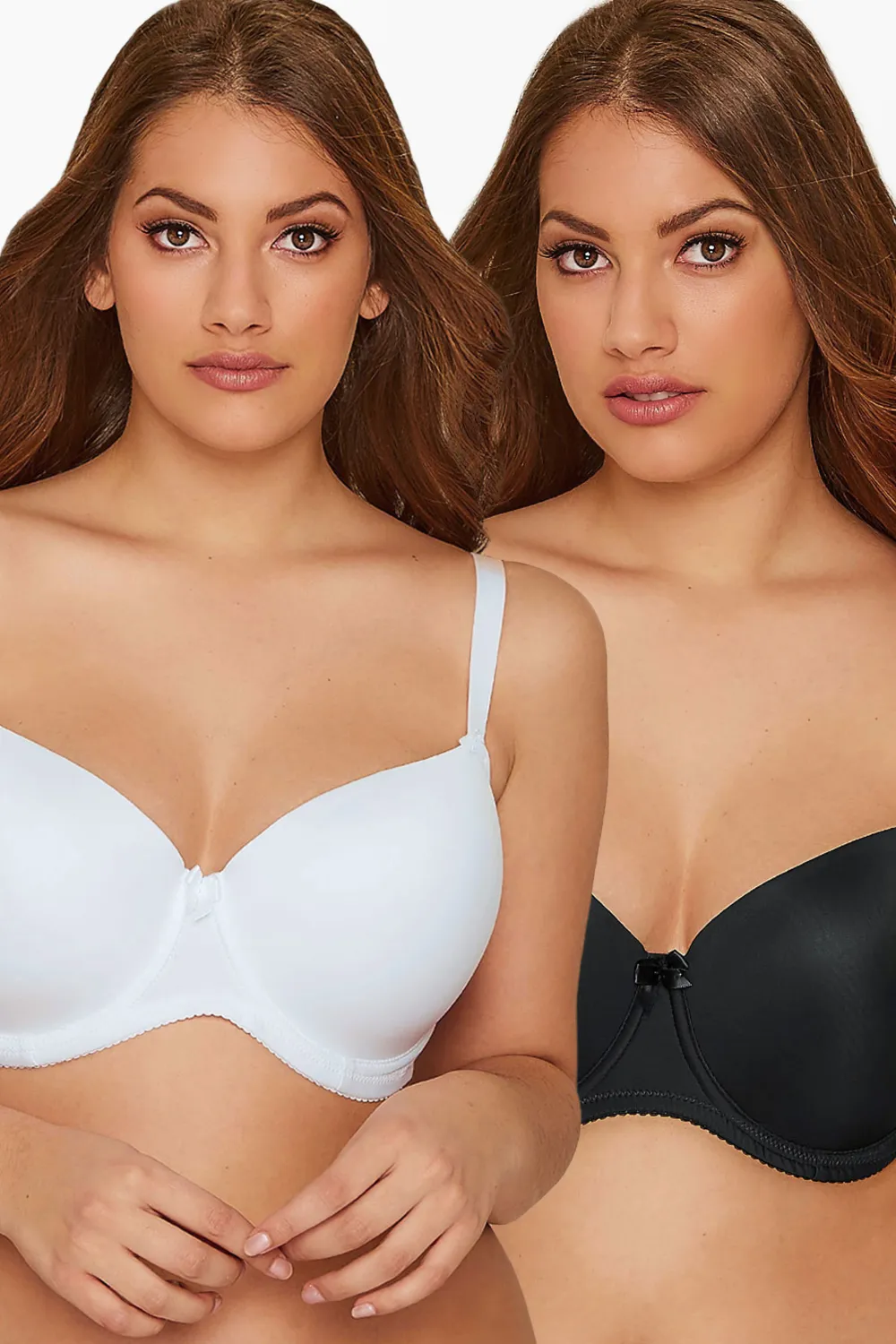 YOURS 2 PACK White & Black Moulded Underwired T-Shirt Bras