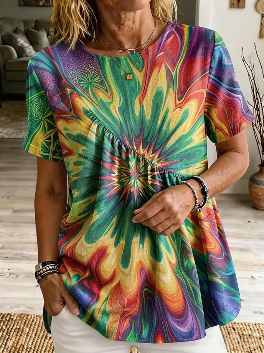 Women's Nashville Music City Psychedelic Floral Printed T-shirt