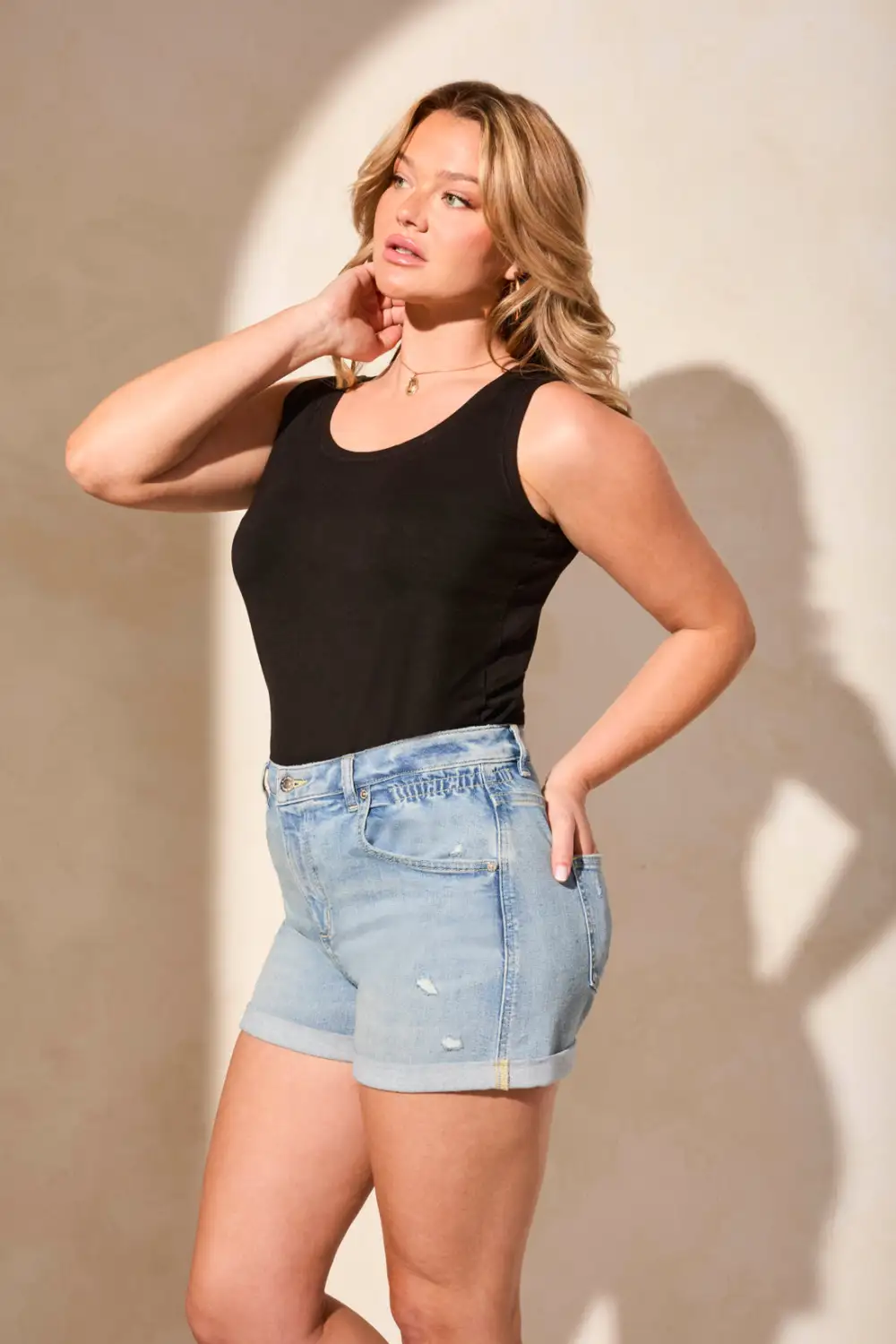 BLUE THREAD Limitless Stretch Wide Leg Jeans Short-Meddenim