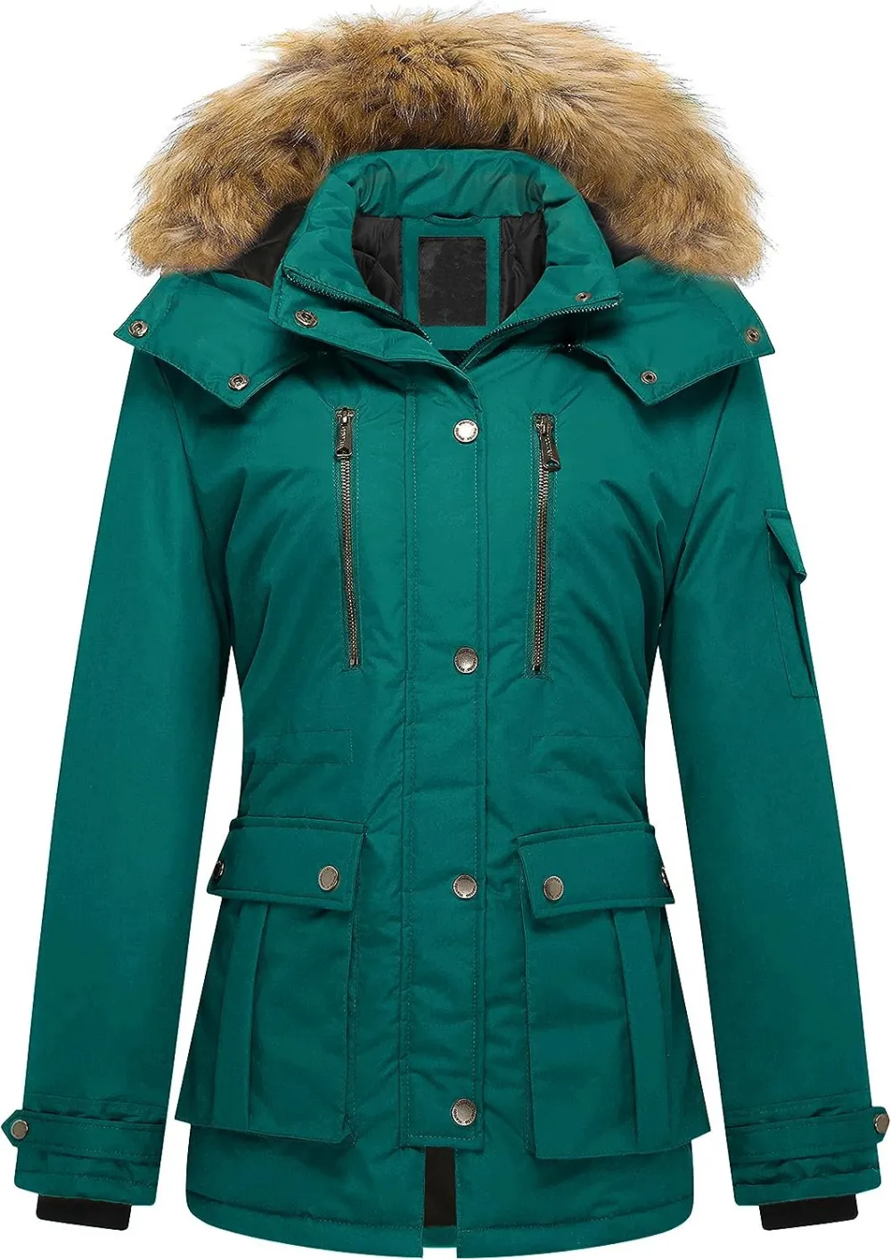 Women's Quilted Winter Coat Warm Puffer Jacket Thicken Parka with Removable Hood