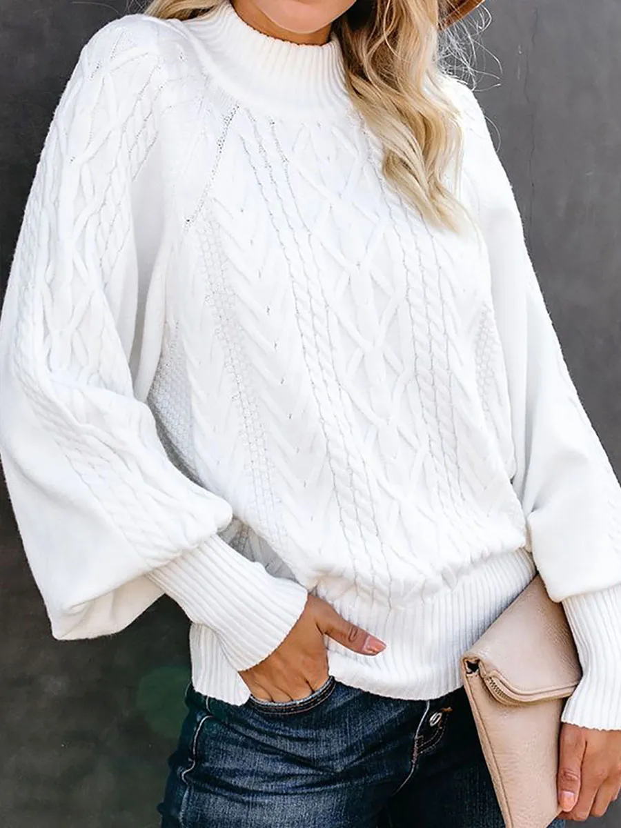 Pure Color Casual Loose Sweater Pullover