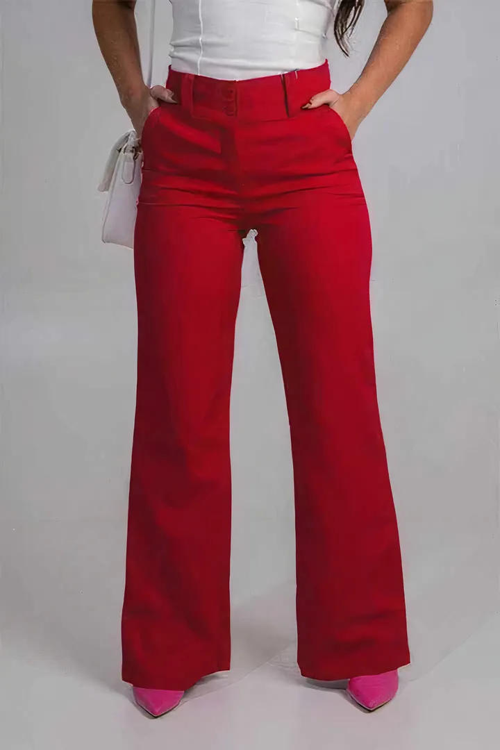High Waist Pocket Wide Leg Jeans