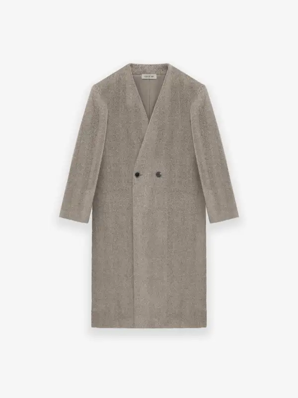 Alpaca Herringbone Lapelless Coat