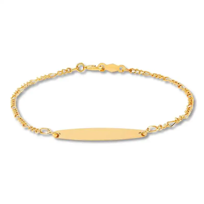 Children's Oval ID Figaro Bracelet 14K Yellow Gold 6