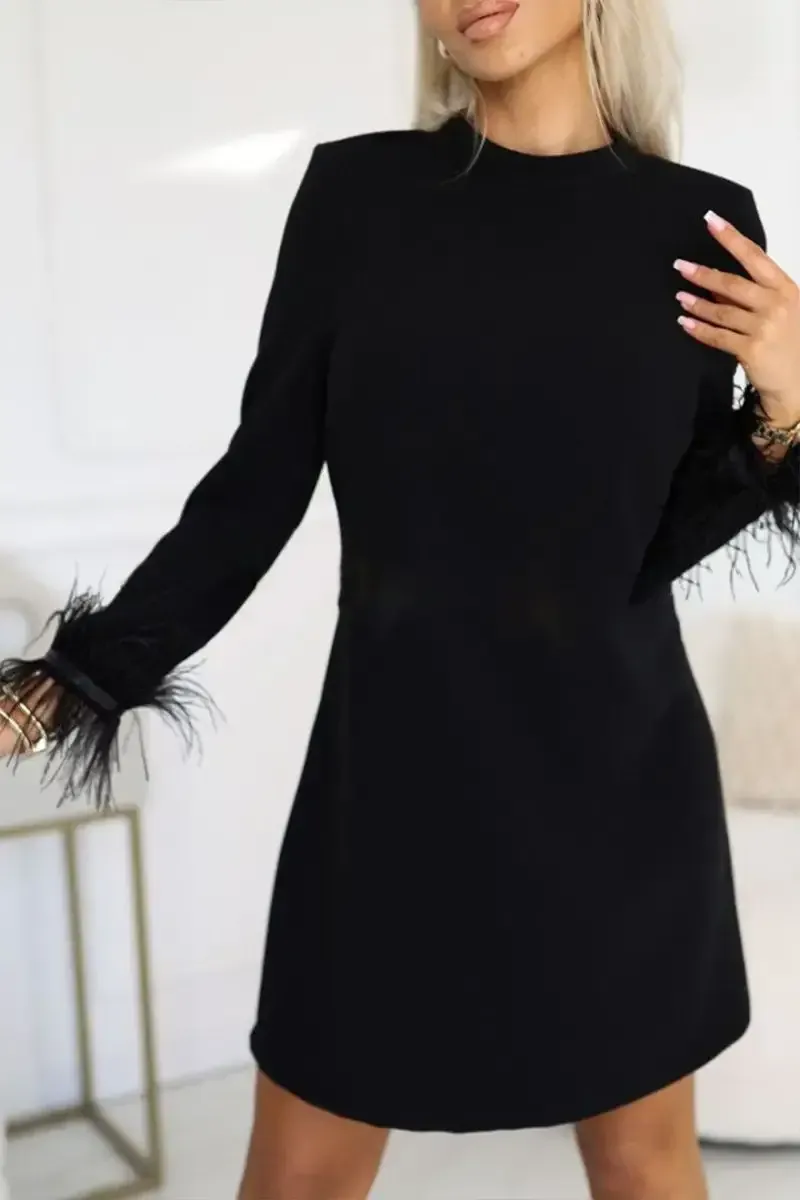 Women's Solid Color Round Neck Dress