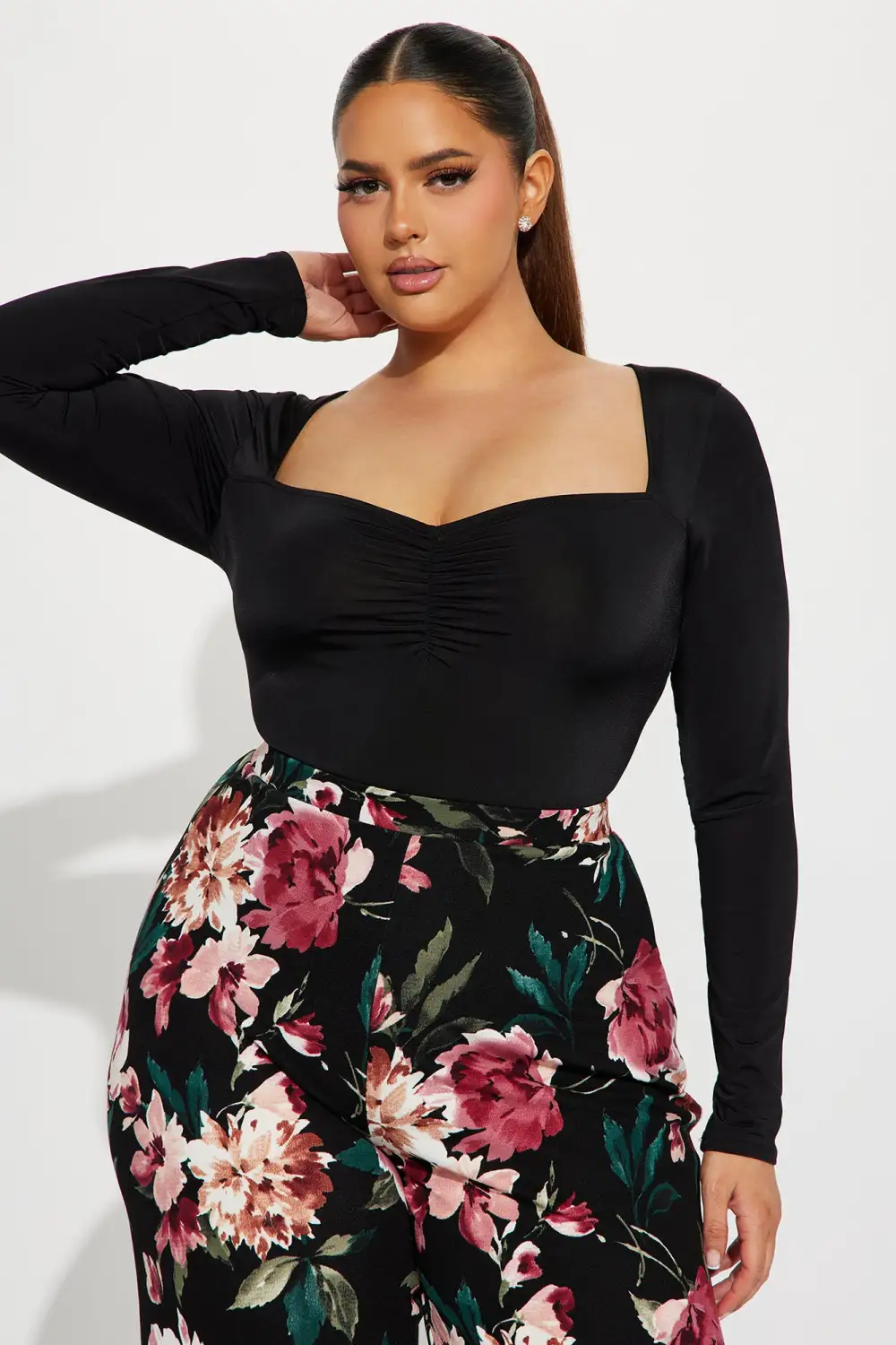 Michelle Ruched Bodysuit - Black