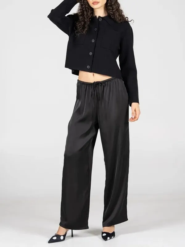 Straight Leg Satin Pull-On Pant
