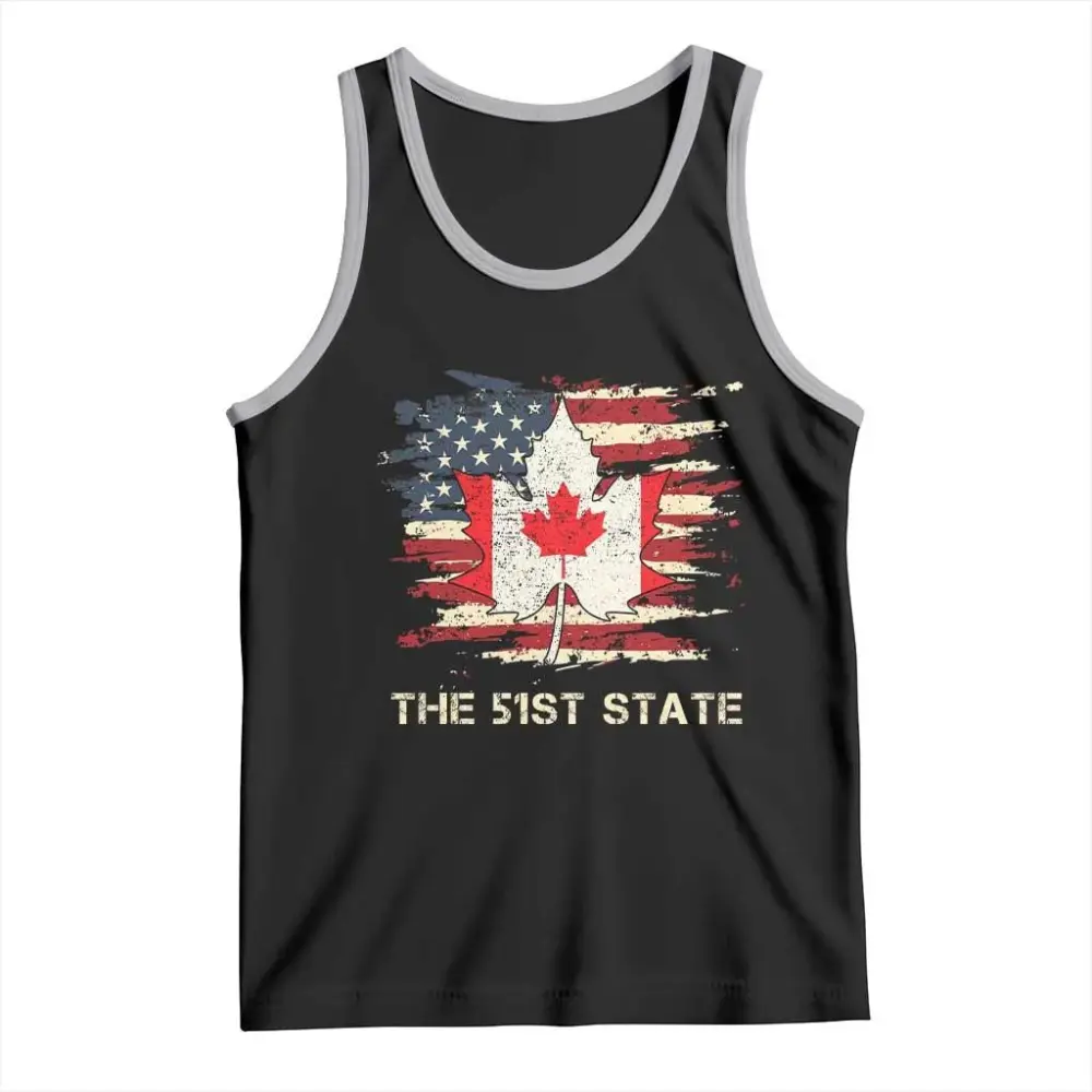 Canada The 51st State Tank Top Canadian Maple American Flag TS09