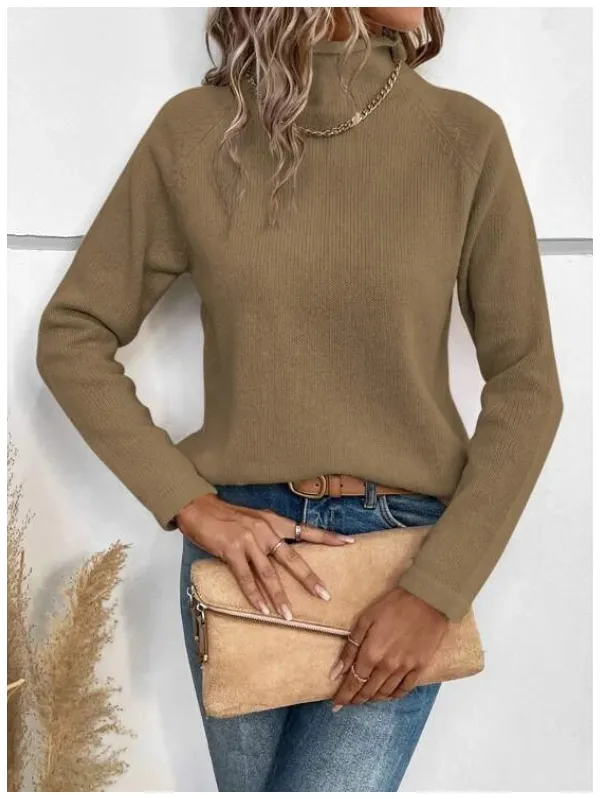 High Neck Raglan Sleeve Sweater