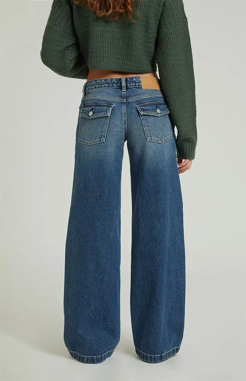 PacSun Casey Seam Low Rise Baggy Jeans Dark Indigo