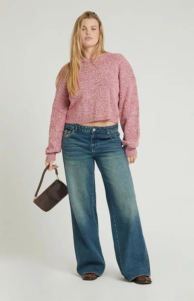 PacSun Casey Button Pocket Low Rise Baggy Jeans Dark Indigo