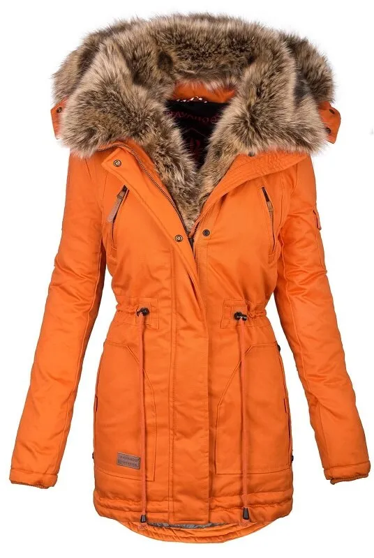 Warm ladies winter parka long jacket green