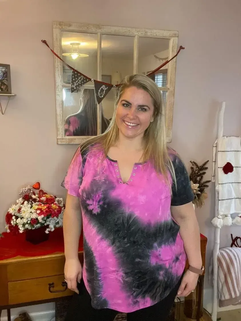 TIYOMI Plus Size T Shirt for Women Short Sleeve Tunic Cross Line Shirts Round Neck Tops Summer Blouse XL-5XL 14-28