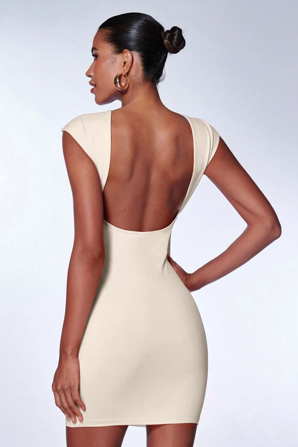 BAE Solid Backless Bodycon Dress