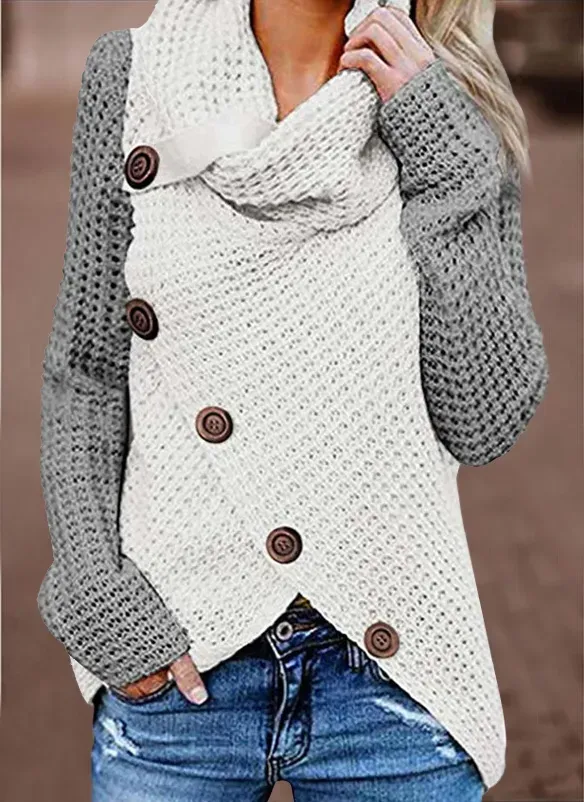Plain Knitted Turtleneck Casual Sweater