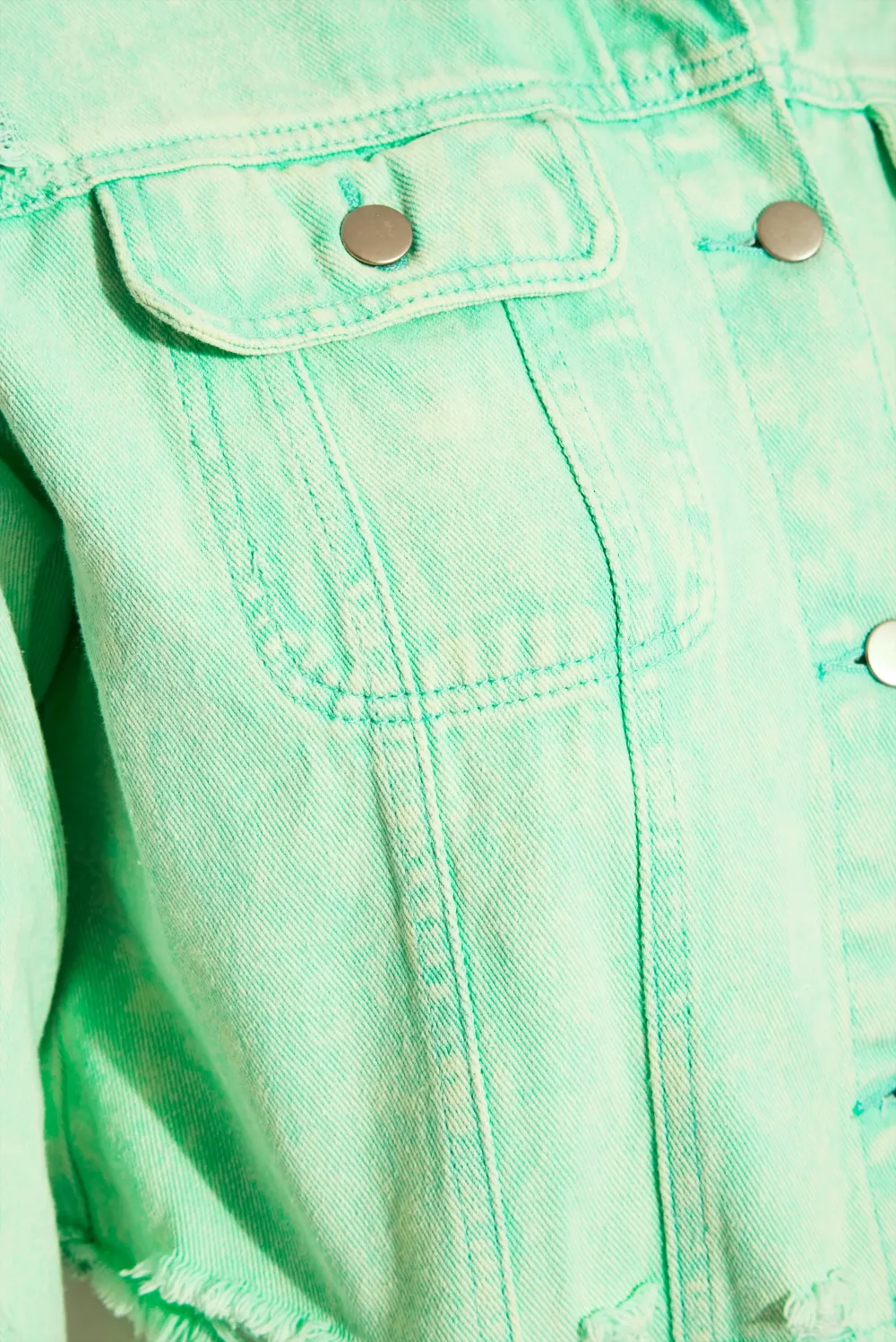 YOURS Curve Mint Green Cropped Distressed Denim Jacket