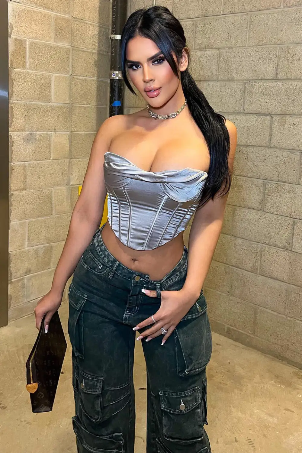 On The Town Satin Corset Top - Silver