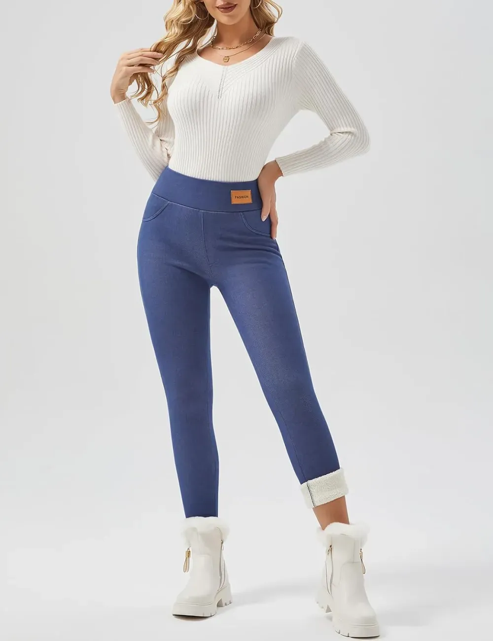 Women Winter Warm Thick Leggings Fleece Lined Stretchy Soft Thermal Sherpa Pants High Waist Tights