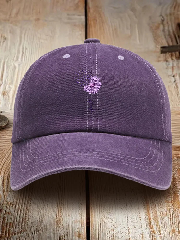 Sunflower Print Alzheimer'S Awareness Baseball Cap
