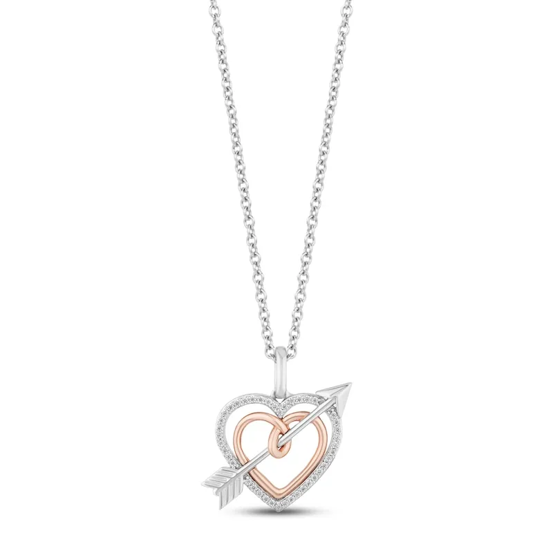 Hallmark Diamonds Heart & Arrow Necklace 1/10 ct tw Sterling Silver & 10K Rose Gold 18