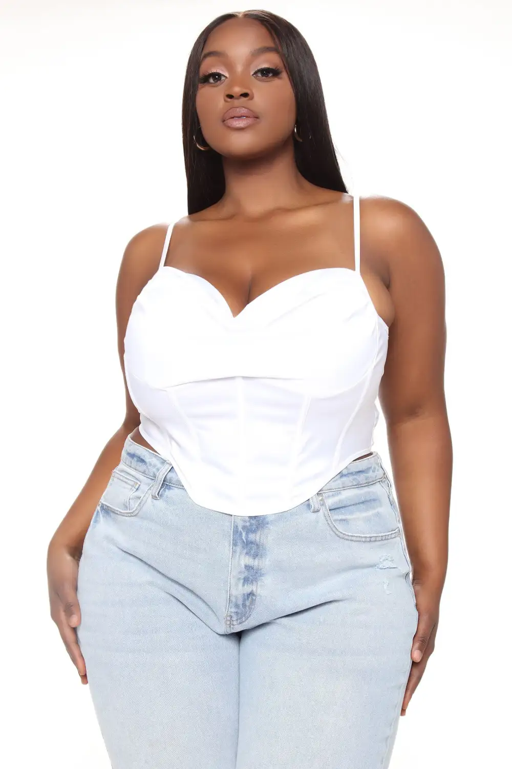 Special Memory Satin Corset Top - White