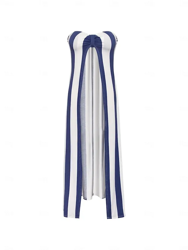 Striped Strapless Pocket Beach Jumpsuit