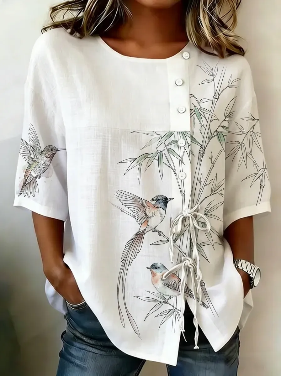 Women's Nashville Nature Lover Hummingbird Bamboo Printed Top