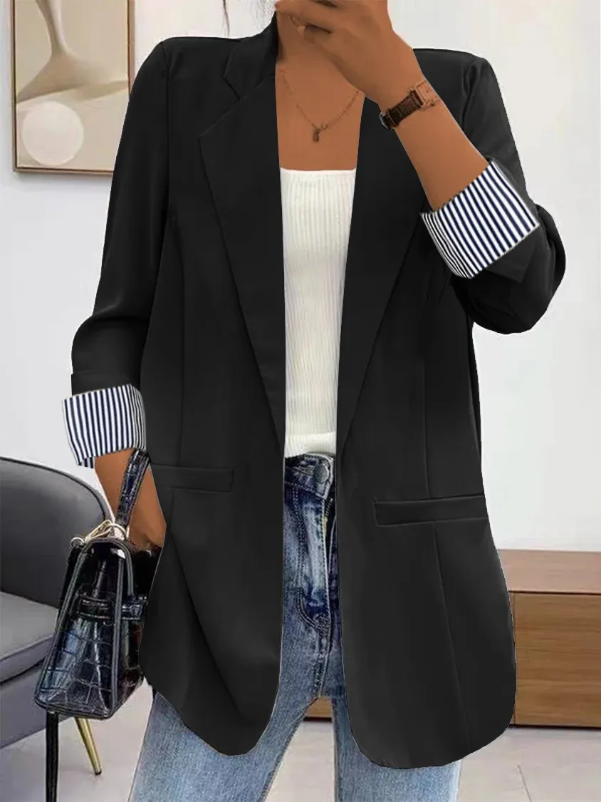 Lapel Collar Casual Plain Loose Blazer