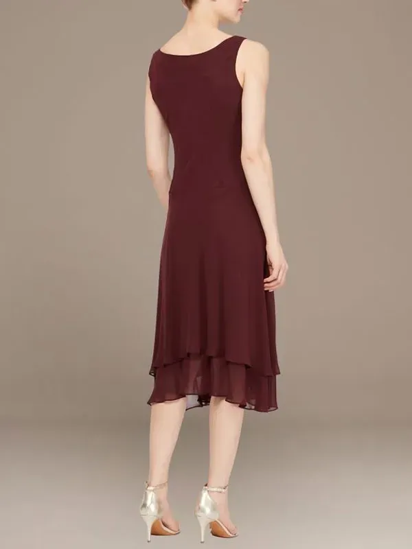 beaded chiffon tiered dress with matching jacket