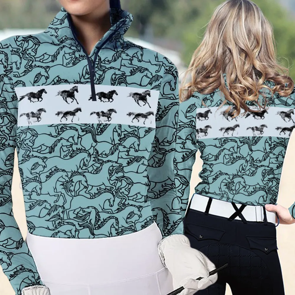 Women's Riding Style Print Long Sleeve Casual Shirt