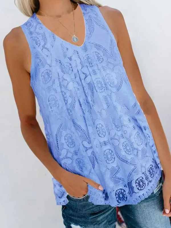 Women's Lace Panel V-Neck Tank Top