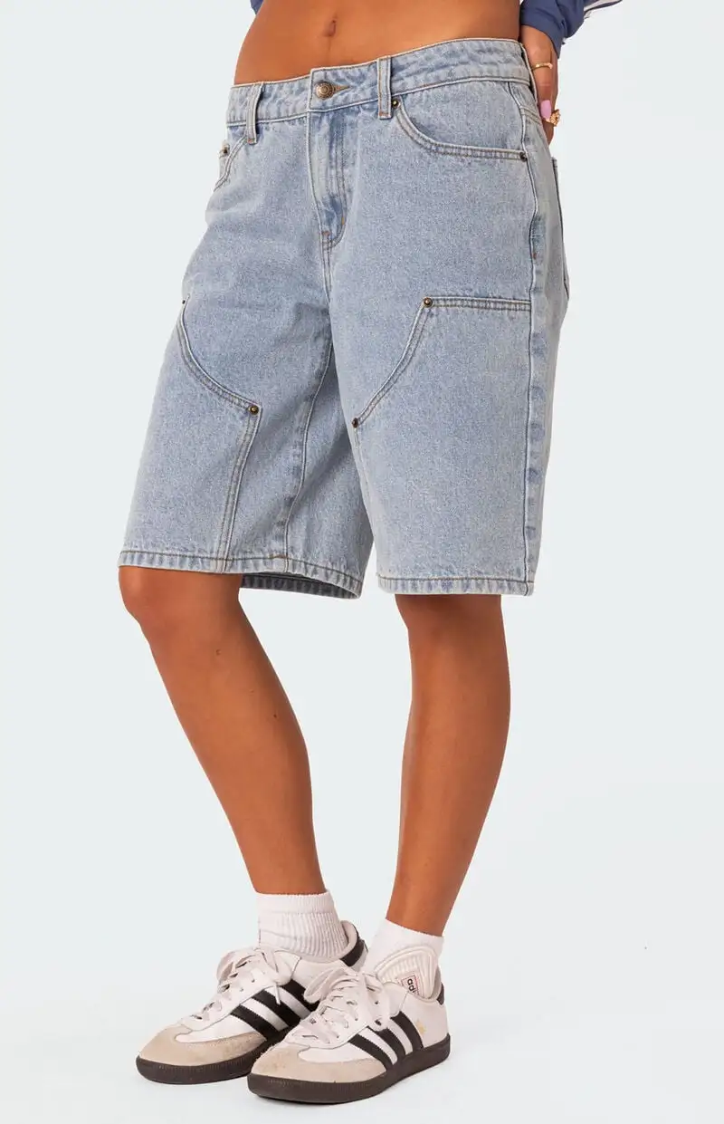 Edikted Jacqui Low Rise Denim Bermuda Shorts