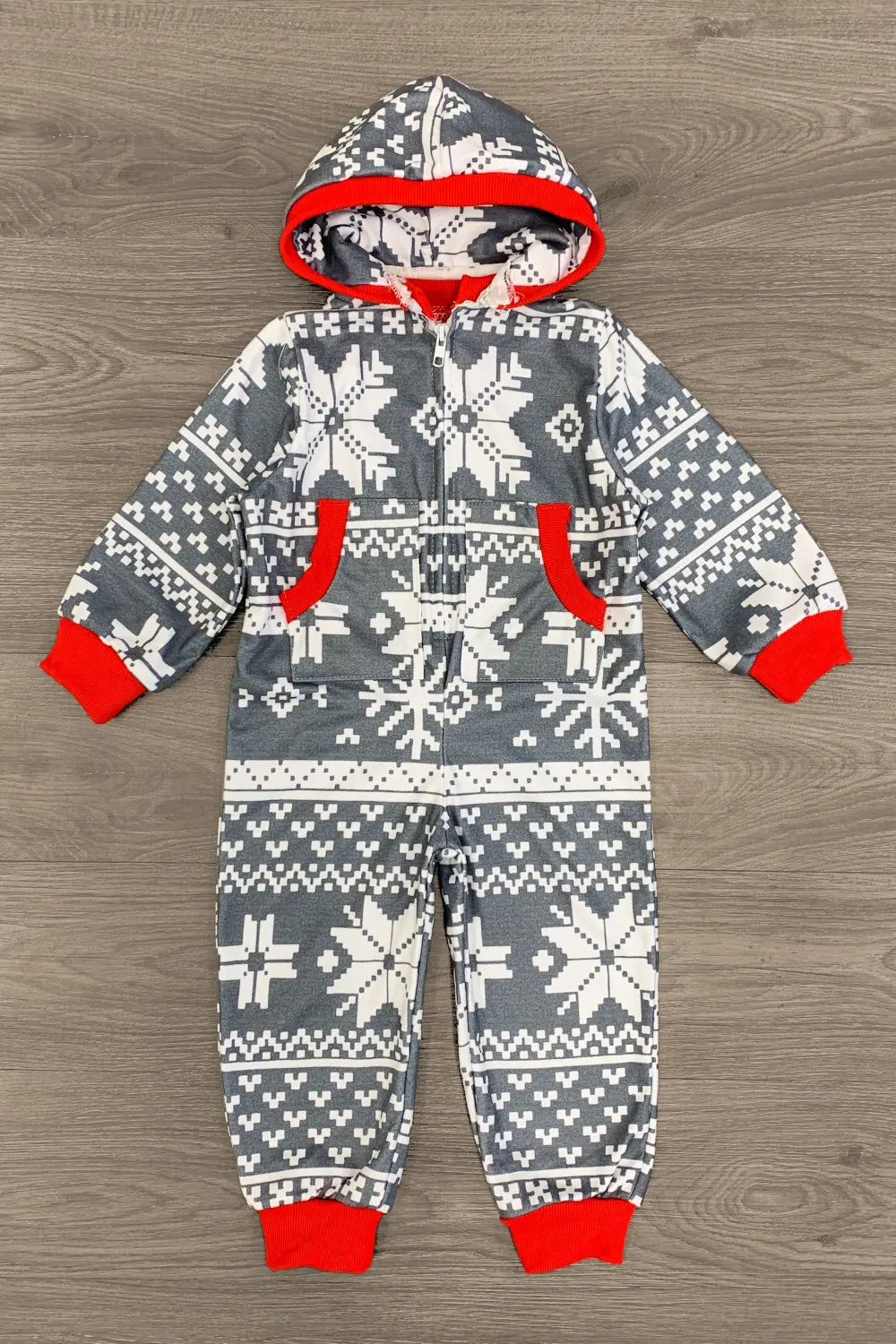 Gray & Red Nordic Onesie Family Pajamas - AND PET BANDANA!