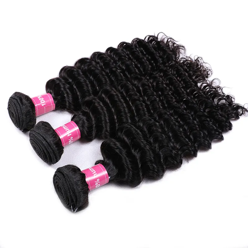 Sterly Hair 3 Bundles Deep Wave Bundles With 13×4 Lace Frontal