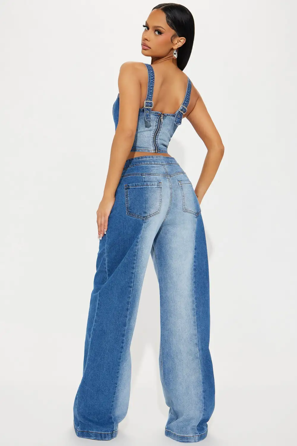 Madison Washed Denim Pant Set - Medium Wash