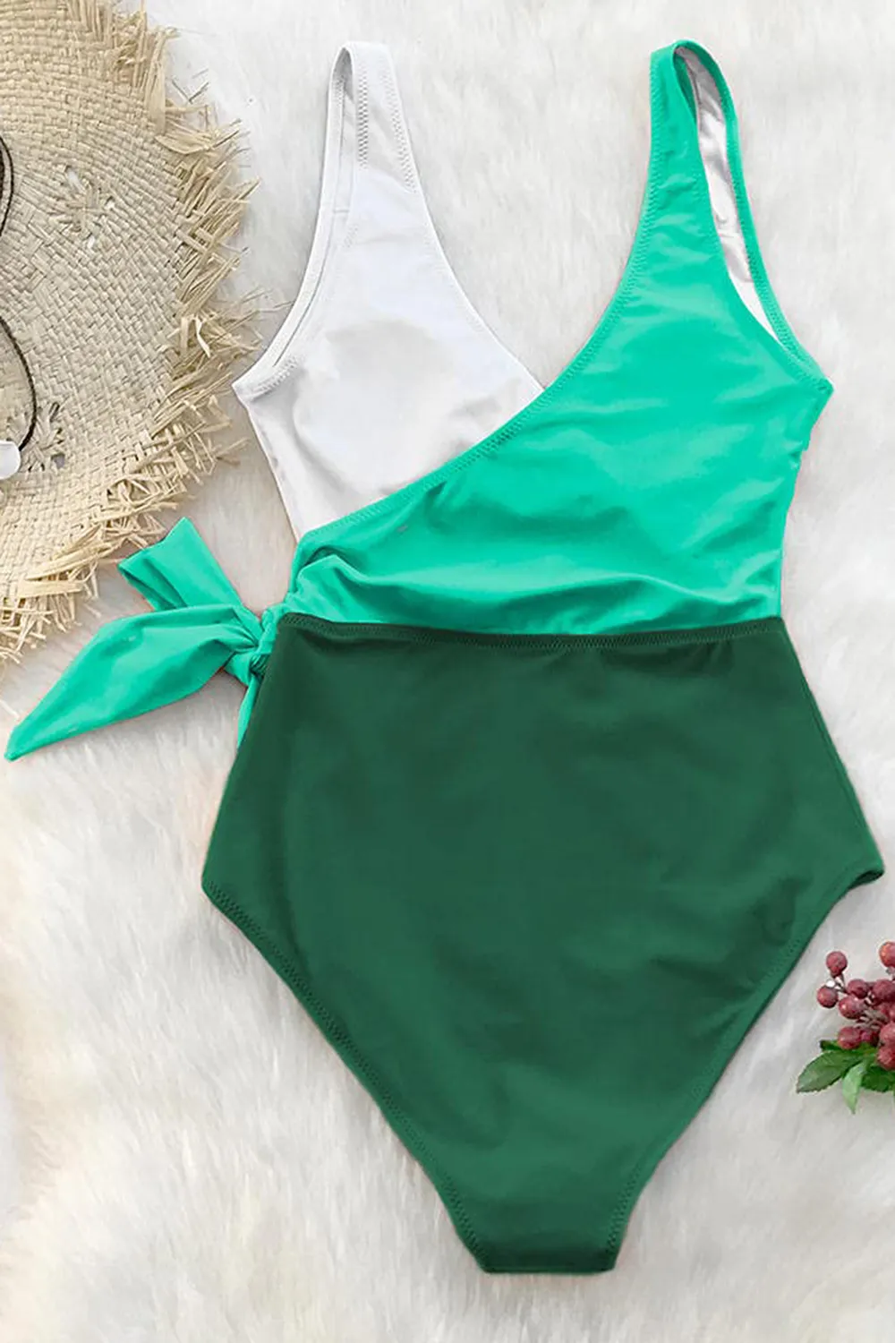 High-waisted floral print beach swimsuit