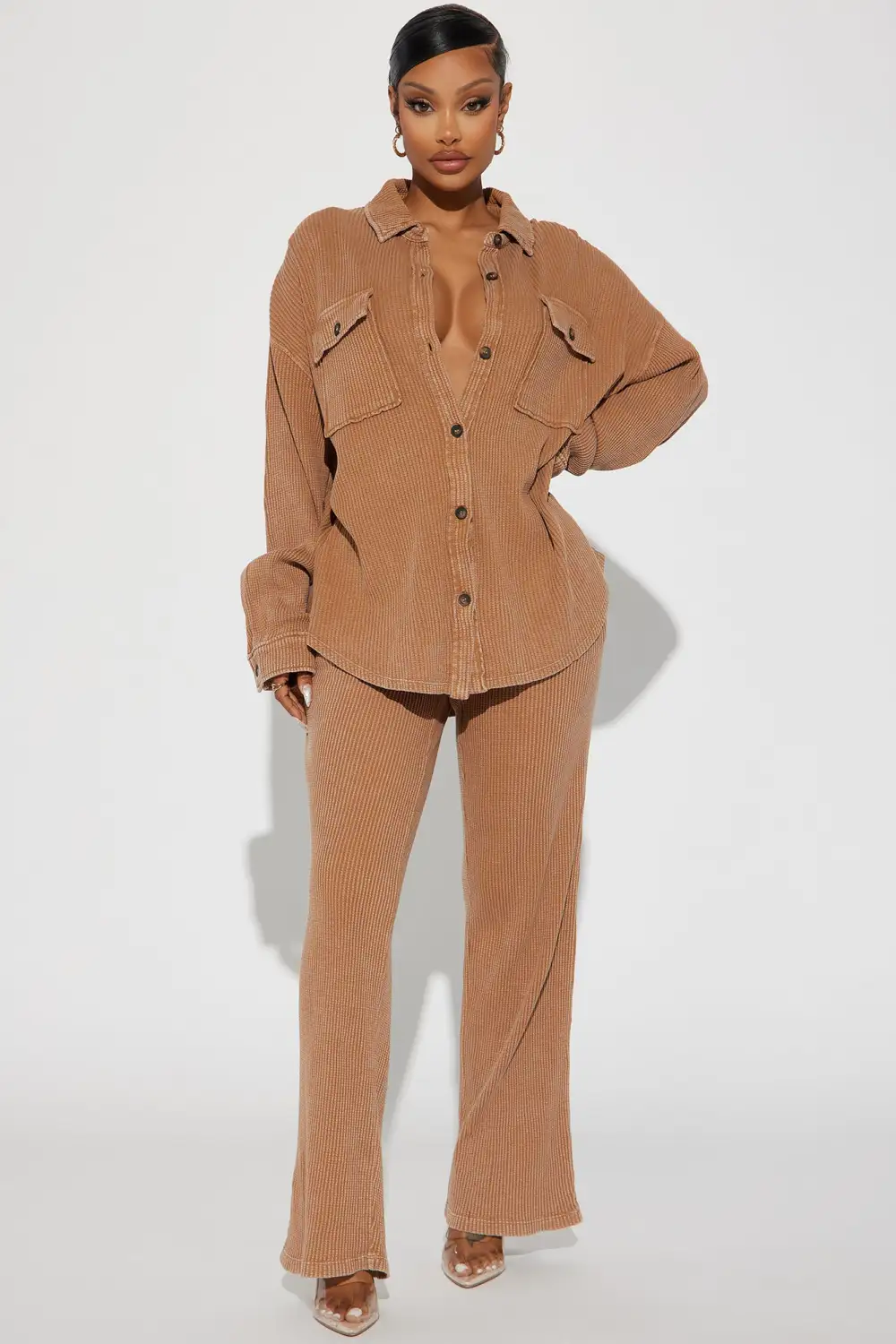 Kaylah Thermal Pant Set - Brown