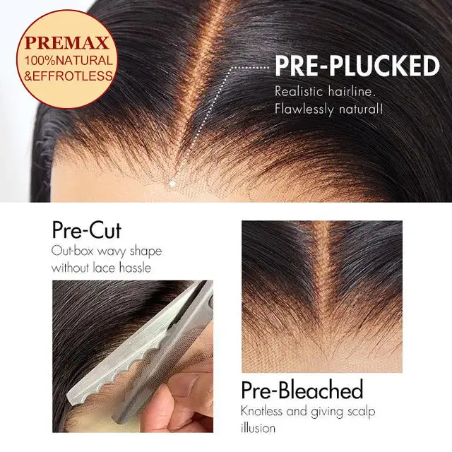 Real HD| Silky Straight Glueless Lace Closure Wig 250% Raw Virgin Human Hair Wig