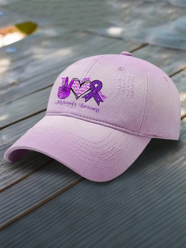Peace Love Cure Alzheimer'S Awareness Baseball Cap