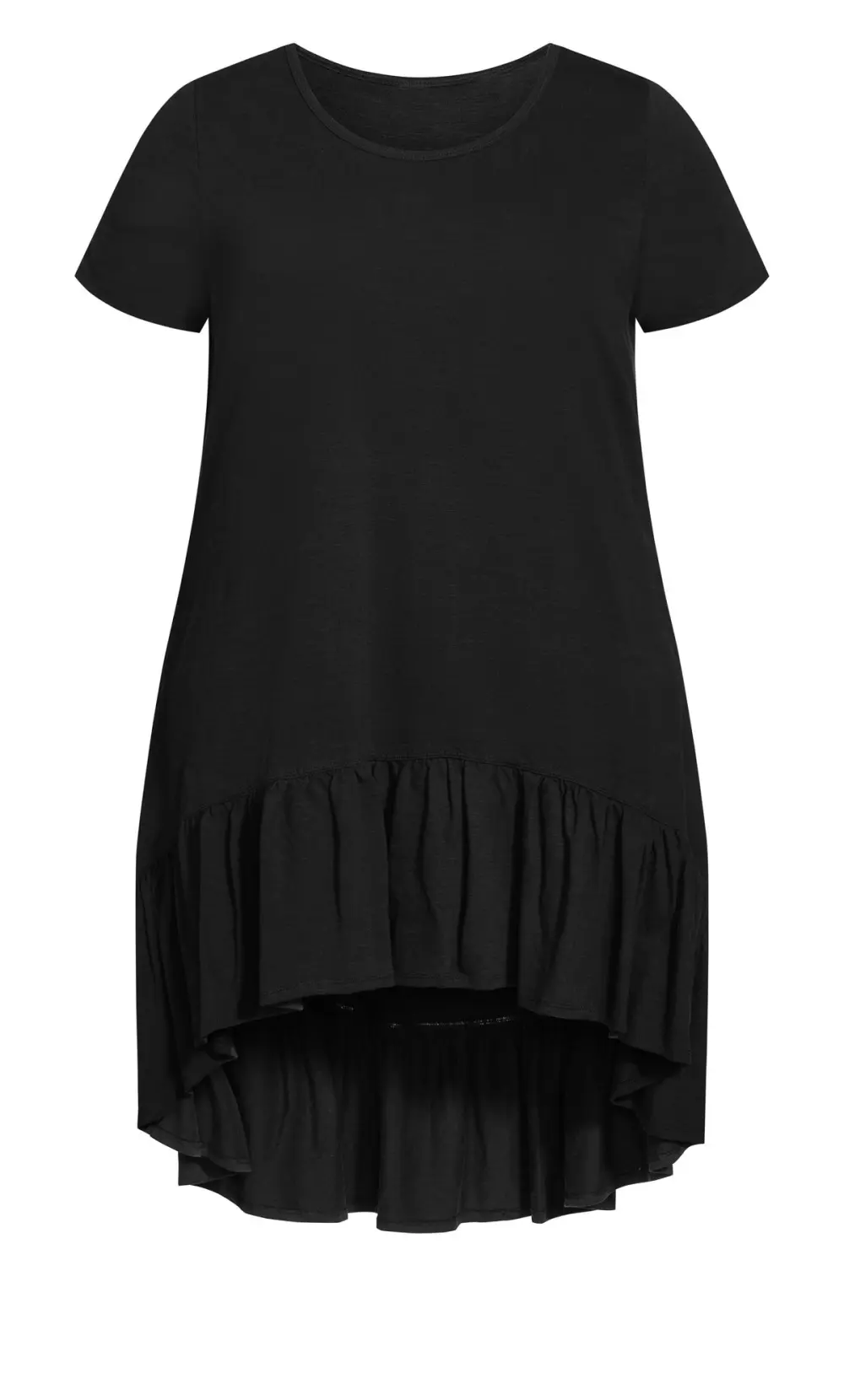 Evans Black Ruffle Drape Pocket Tunic Dress