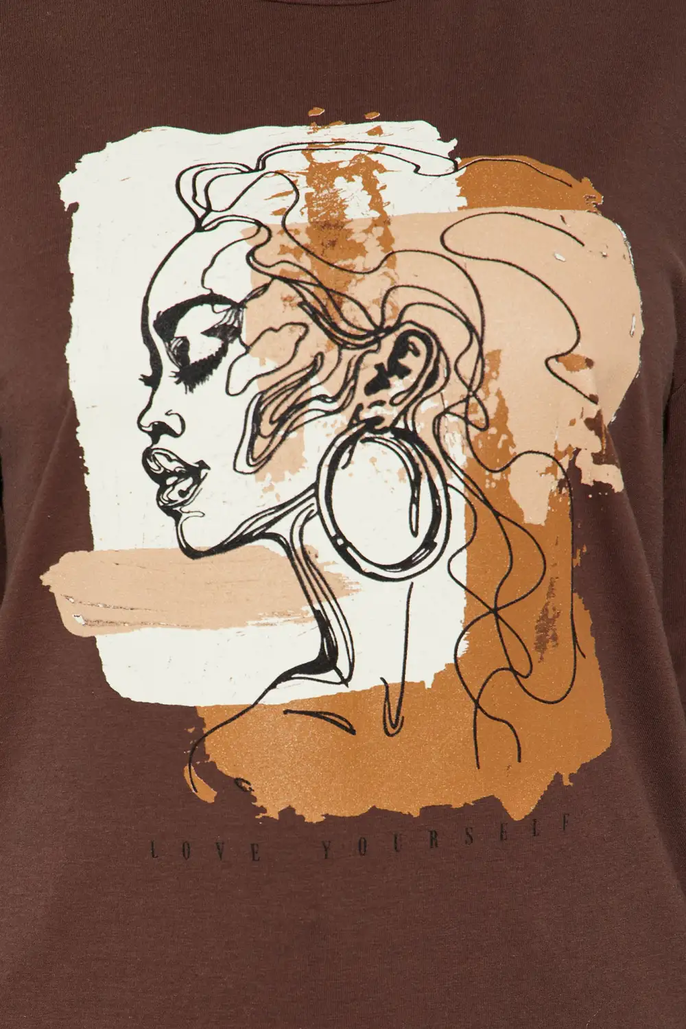 Love Yourself Long Sleeve Graphic Tshirt - Brown