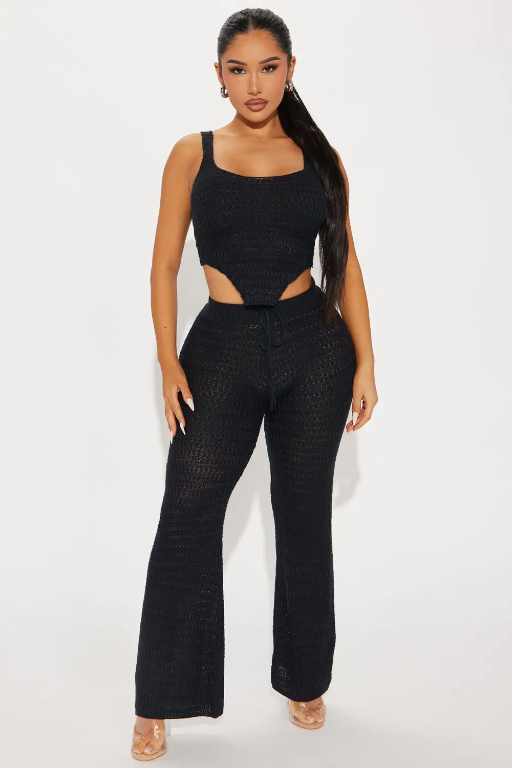 Carol Crochet Pant Set - Black