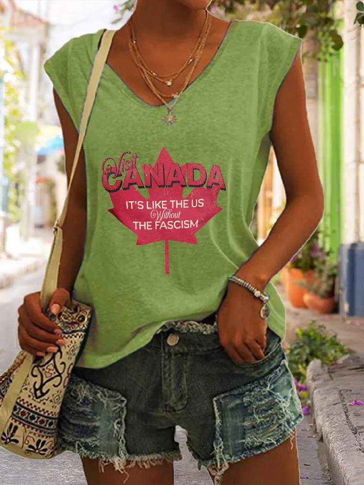 Women's Visit Canada It'S Like The Us Without The Fascism V-neck Vest