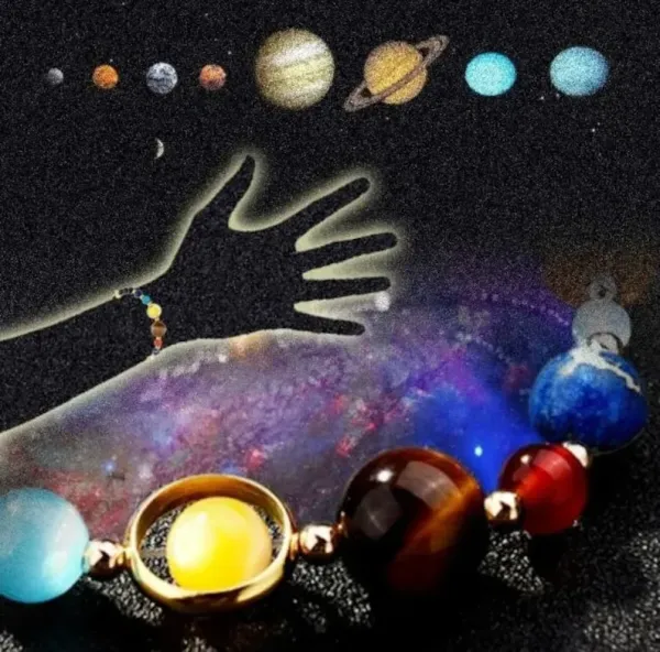 Universe Galaxy the Eight Planets Bracelet-Solar System Natural Stone Bead Bracelet -Yoga Chakra Bracelet-Guardian Star Earth Space Bracelet