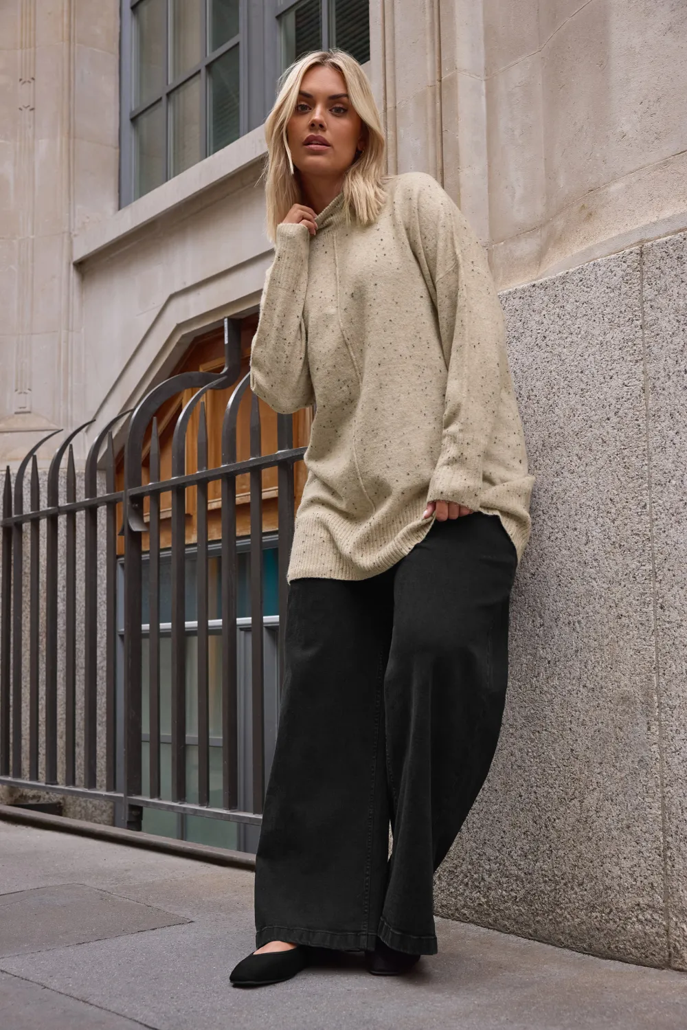 YOURS Curve Green High Neck Seam Detail Jumper