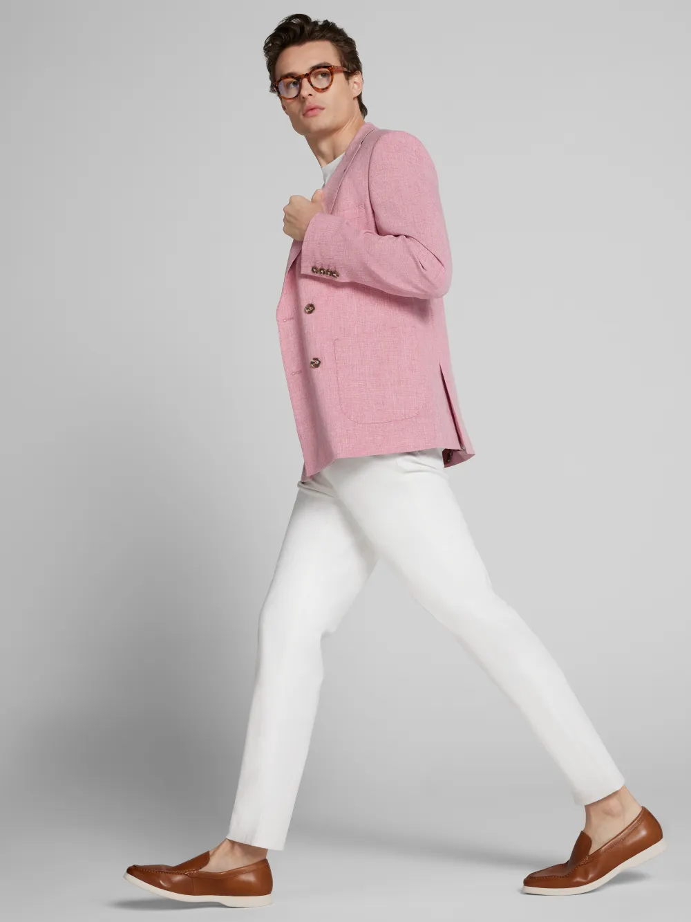 Paisley &Amp; Gray Slim Fit Melange Double-Breasted Suit Jacket