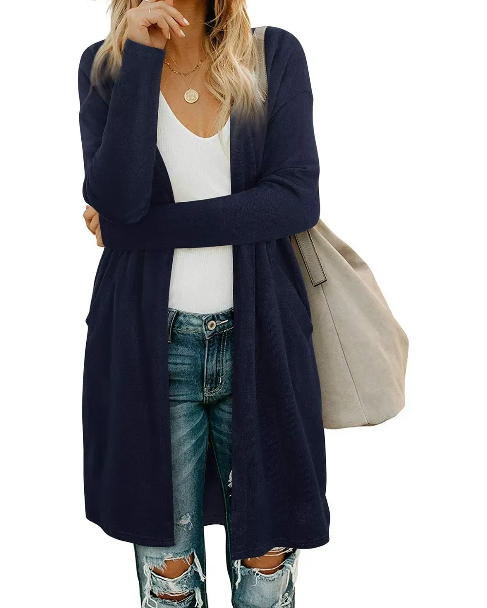 Women's Long Sleeve Lightweight Cardigan with Pockets Jacket