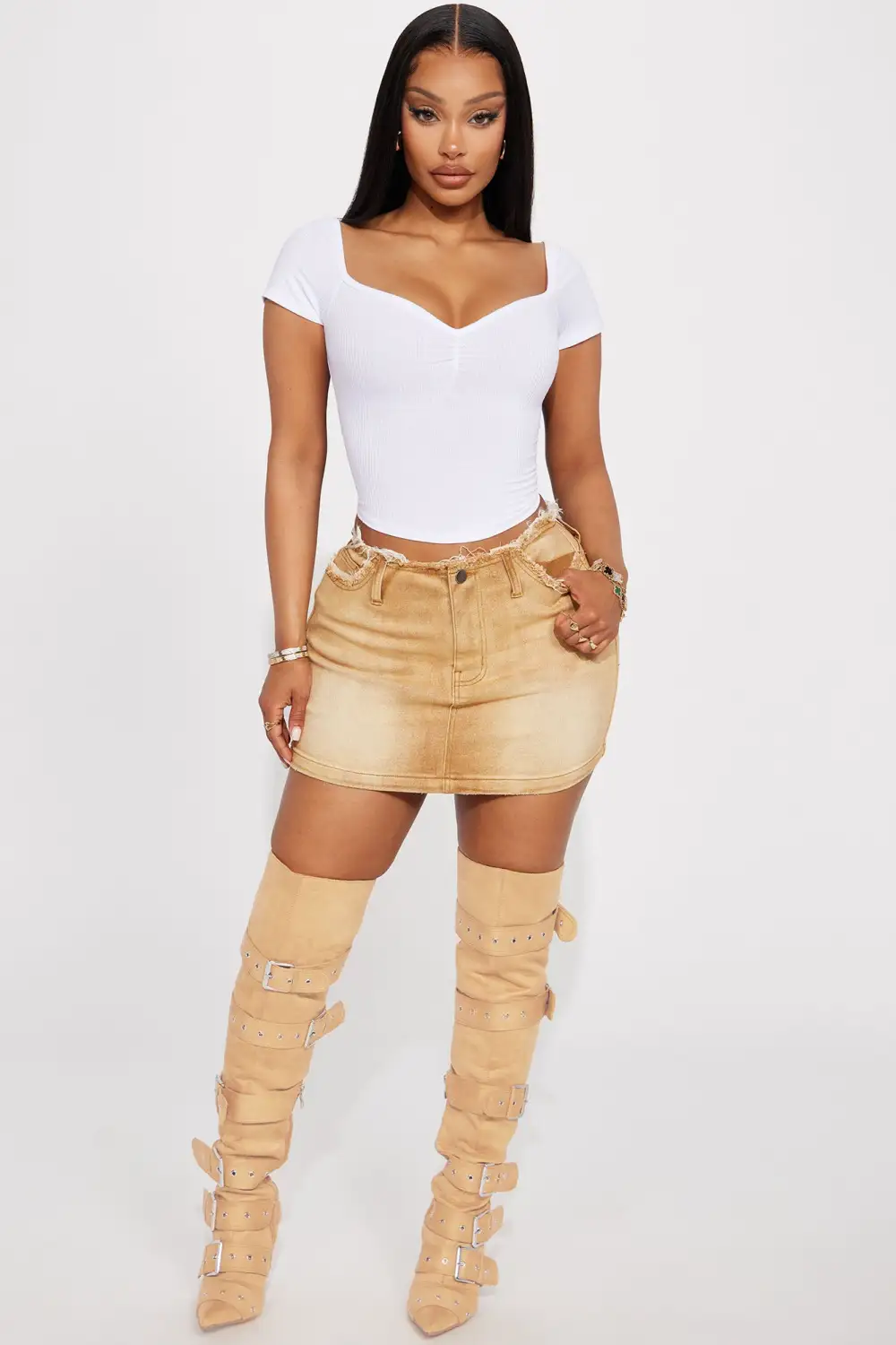 Myra Ribbed Top - White