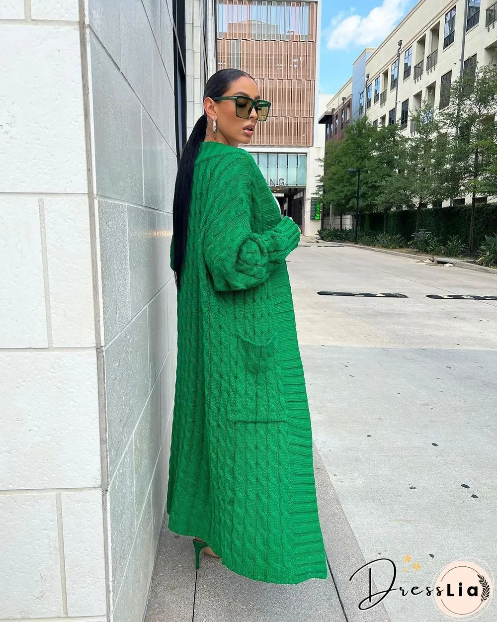 Winter Crochet Loose Long Twist Sweater Cardigan