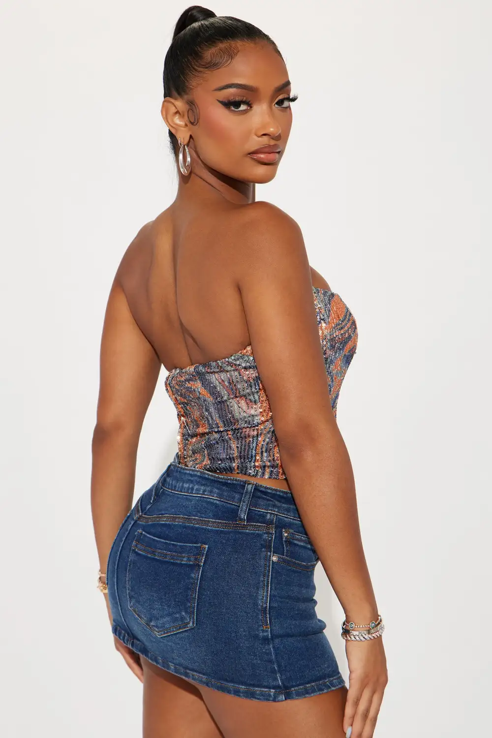 Shine My Way Corset Top - Navy/combo